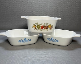 Corning Ware Vintage Petite Pan Set Blue Cornflower Spice O Life NO LIDS
