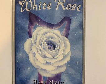 WHITE ROSE / Harp Music / Christina Tourin / Kim Robertson / William Jackson / Cassette Tape / vintage 1991 music