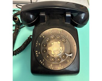Vintage Western Electric Bell System 500 Rotary Dial Telephone Black 4-Prong plg