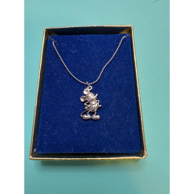 Disney Mickey Mouse Sterling Silver Pendant Necklace with Original Box image 1