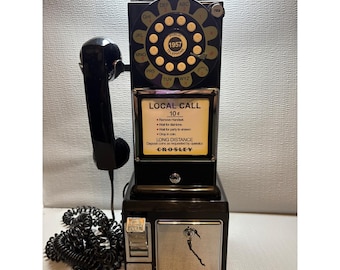 Crosley 1957 Retro Payphone Replica Black Wall Mount Push Button CR56-BK