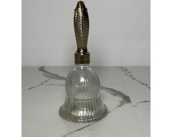 Vintage Avon Charisma Cologne Bell Bottle Clear Ribbed Glass Gold Topper 1oz