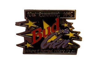 Vintage Bud at the Glen 10th Running 1995 NASCAR Racing Enamel Lapel Pin Gold