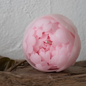 Flower Candle Peony Pink Handmade Organic Beeswax Scented
