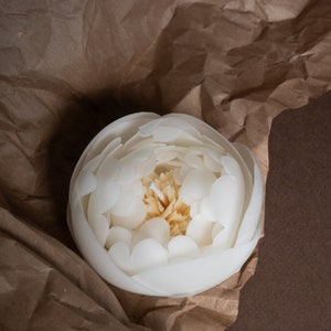 Flower Candle Peony White Handmade Organic Beeswax Scented