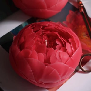 Flower Candle Peony Red Handmade Organic Beeswax Scented