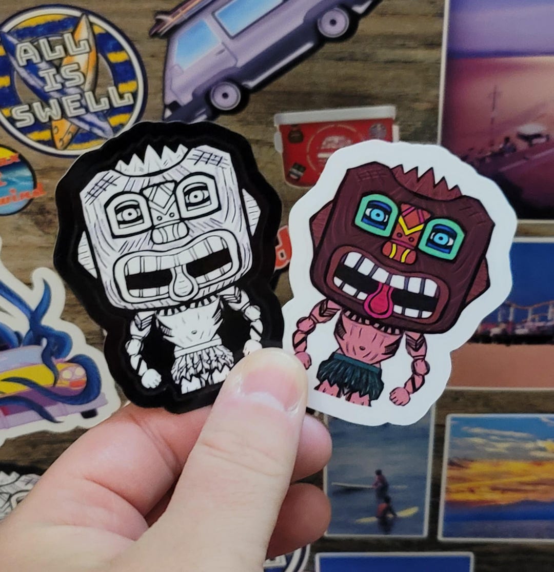 Tiki Notebook Tiki Guy Vinyl Sticker: Water and Scratch Resistant - Laptop, Mug ...