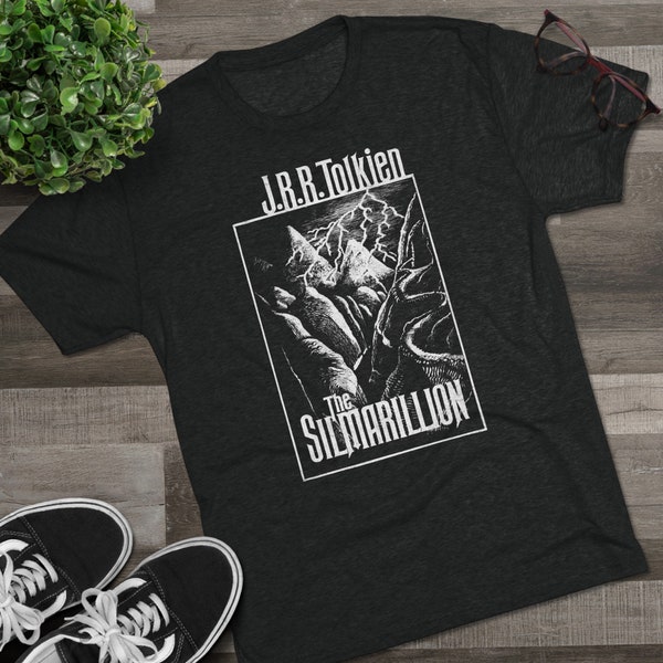 Silmarillion JRR Tolkien | LOTR Lord of the Rings | Book Cover Shirt (Tri-blend, Multiple Colors)