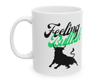 Gevoel bullish handelaar koffiemok, cadeau effectenmakelaar, cadeau handelaar, beleggen, beurscadeaus, cadeau voor hem, cadeau aandelenhandelaar