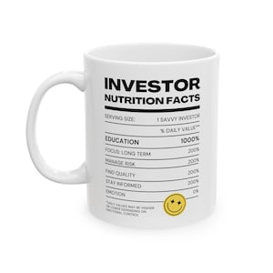 Investor Nutrition Coffee Mug, stock broker gift, trader gift, investing, stock market gifts, gift for him, stock trader gift, investor mug
