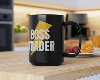 Boss Trader Mug: Black Ceramic Investor Gift (15oz)