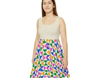 Women's Skater Dress with Geometric Pattern