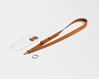 iPhone necklace with Leather Strap and key ring, honey, for iPhone 13,7,8,11,12,X,Xs,XR,Plus,Pro,Pro Max,Mini