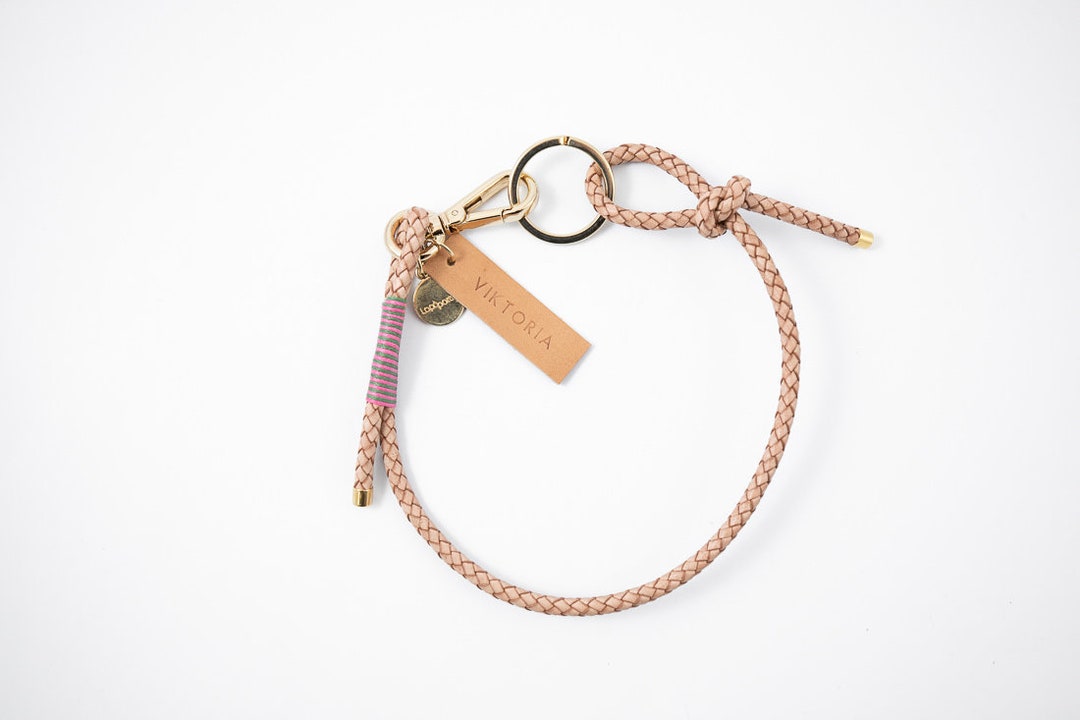 Ivory Keychain Ivory Braided Leather Keychain, Waxed Cotton Detail - Etsy