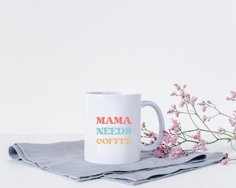 Regalo para mamá: Taza "Mamá necesita café", Regalo divertido para mamá, Taza para amantes del café, Regalo para el Día de la Madre