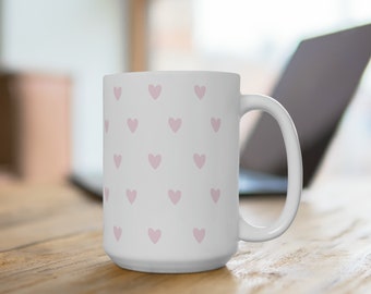 Love Heart Mug - Sweet Anniversary Surprise for Her - Quirky Pink Coffee Cup