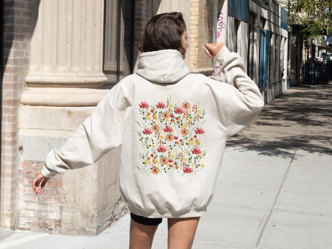 Oversized Wildflower Hoodie With Minimalist Floral Print - Perfect for ...