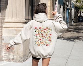 Minimalist Floral Print Custom Hoodie - Stay Warm and Stylish Outdoors