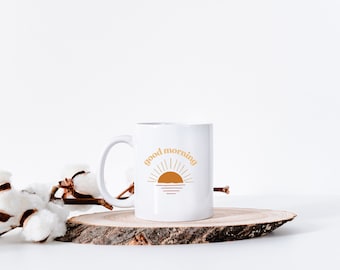 Koffiemok geïnspireerd op ochtendzonsopgang: uniek cadeau voor vroege vogels