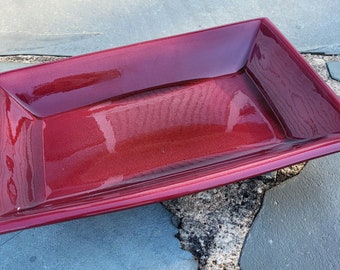 1950 MCM Rookwood 1 3/4"X 12" Tray #6927 in High Gloss Ox Blood Glaze