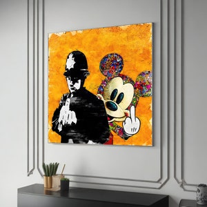 Banksy Mouse Canvas Painting, Pop Art Graffiti Wall Art, Wall Decor