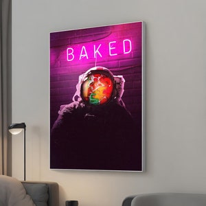 シュールな宇宙飛行士の肖像画キャンバス絵画、壁アート装飾、宇宙探検家のアートワーク、宇宙飛行士の壁掛け、ユニークなギフト