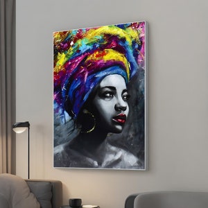 Native Artwork Canvas Print, African Woman Portrait Wall Decor, Ethnic Wall Art