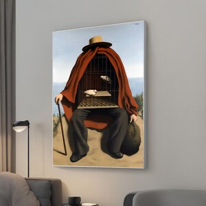 René Magritte Canvas Painting &quot;The Therapist&quot;, Surreal Artwork Print, Famous Surrealism Wall Decor