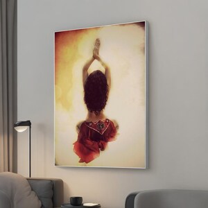 Sexy Belly Dancer Canvas Print, Woman Dancing Wall Decor, Red Dress Wall Art