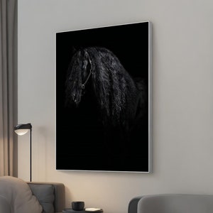 Frisian Horse Portrait Canvas Print, Equestrian Wall Decor, Horse Art, Animal Art