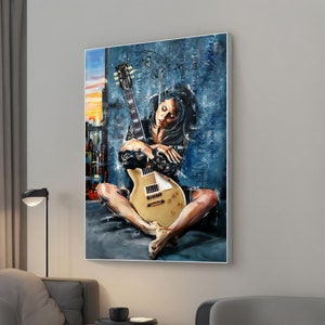 Street Artist Guitar Canvas Print, Music Art Wall Decor, Guitar Poster, Wall Art | US Seller