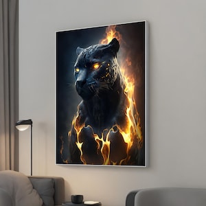 Predatory Black Jaguar Canvas Print, Animal Art Wall Decor, Wildlife Wall Art