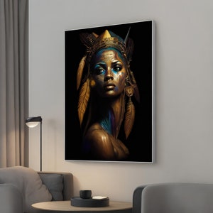 Indian Beauty Woman Canvas Print, Native Woman Artwork, Wall Decor, Wall Art, Cultural Print