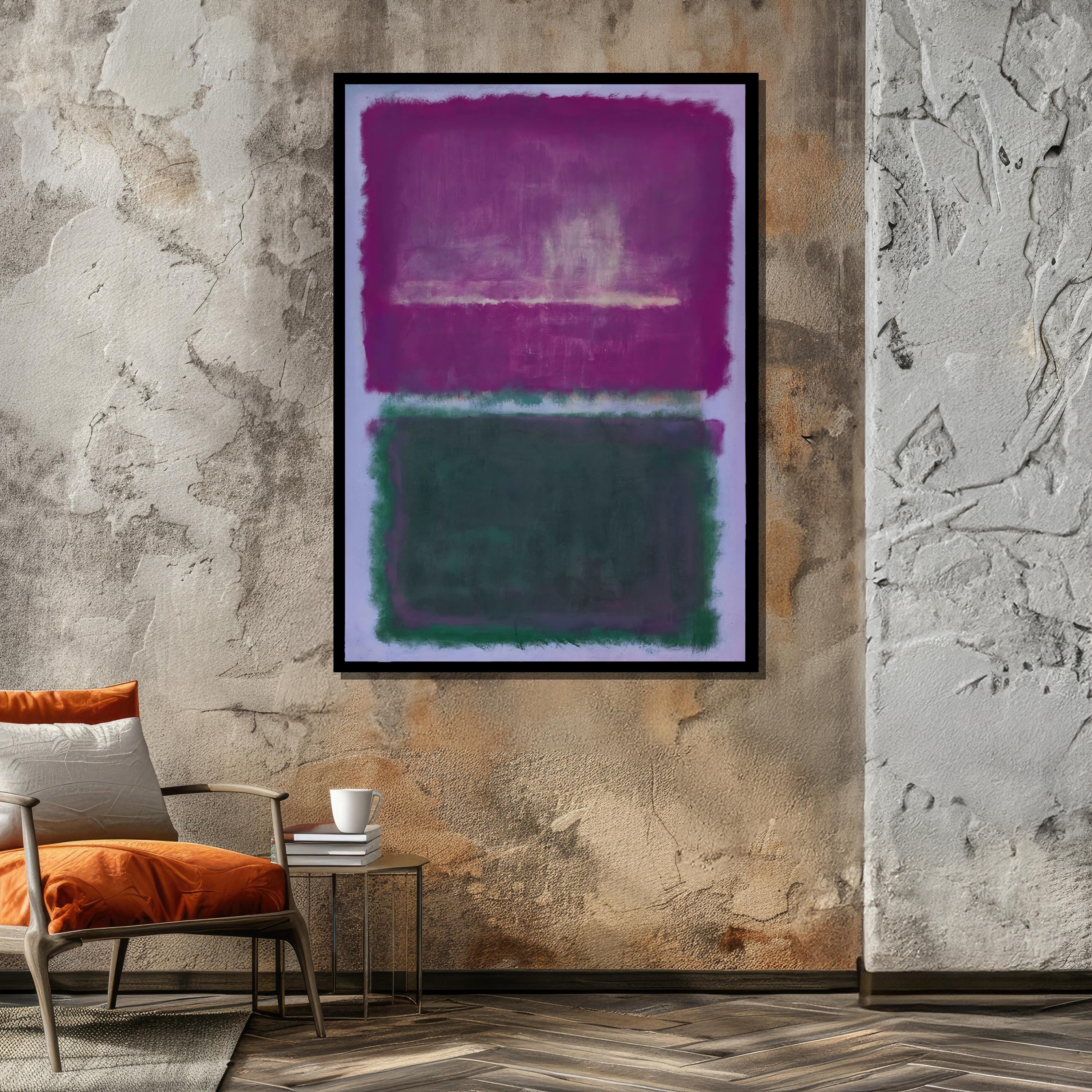 Mark Rothko Inspired Abstract Canvas Art - Deep Purple and Green Expressionist Painting Print