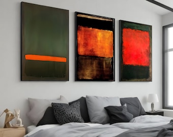 Mark Rothko Inspired Canvas - Green Red Expressionism Painting - Elegant Wall Art for Home Decor - Unique Housewarming Gift