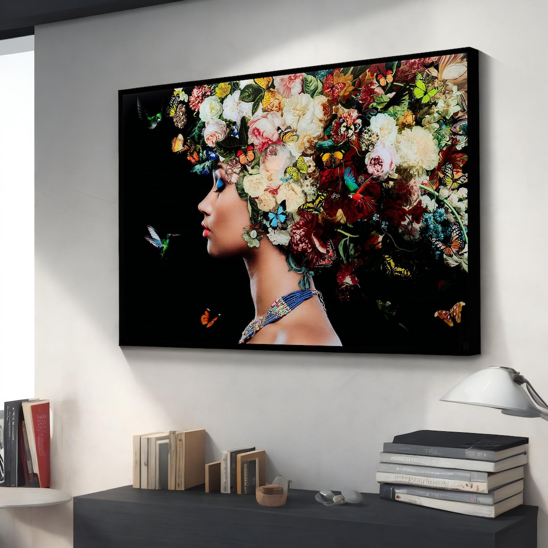 Woman With Flower Canvas Art, Modern Woman Painting, Elegant Wall Decor ...