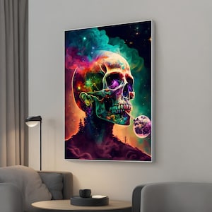 Graffiti Skull Art Canvas Painting, Vibrant Street Wall Decor, Abstract Art for Modern Home, Unique Housewarming Gift