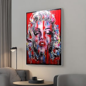 Graffiti Marilyn Monroe Portrait Art Canvas Painting, Modern Wall Decor, Elegant Art - Stylish Home Decor Accent