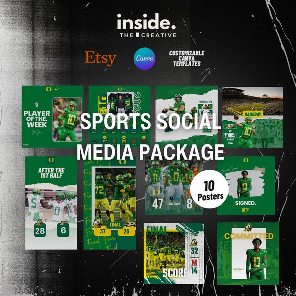 Pack/Bundle de modèles de médias sociaux sportifs | Affiches signées et engagées pour la journée du match, le score final (uniquement sur toile !)