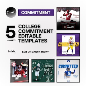 Sports Committed Poster Template Bundle | Sports Social Media Poster | Signing Day College Flyer | Sports Commitment Poster (Canva Only!)