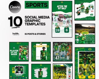 Sport Social Media Template Paket/Bundle | Spieltag, Endstand, signierte, gebundene Poster (Canva)