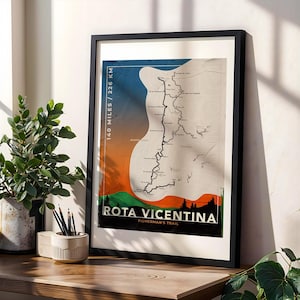 Carte de randonnée du sentier des pêcheurs | Affiche de la route côtière du Portugal | Sentier Rota Vicentina | Art mural marchant | Cadeau randonnée