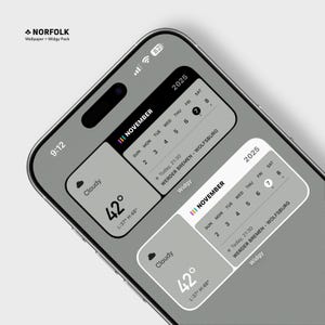 Puede incluir: Una pantalla de smartphone muestra un paquete de widgets personalizados con un calendario e información meteorológica. Los widgets muestran el mes de noviembre de 2025, con una temperatura de 5.5 grados Celsius. La pantalla también muestra la hora, 9:12.