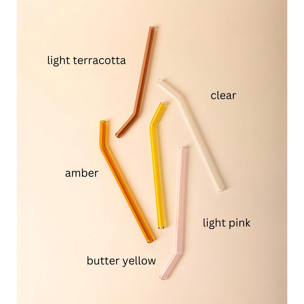 Colorful Reusable Glass Drinking Straws - 10 Piece Set with Cleaning Brushes
