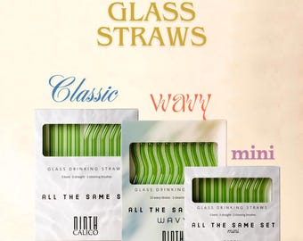Light Green Glass Drinking Straws - Reusable, Durable, Set of 10
