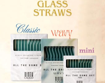 Forest Green Glass Drinking Straws - Reusable, Durable, 10-Piece Set