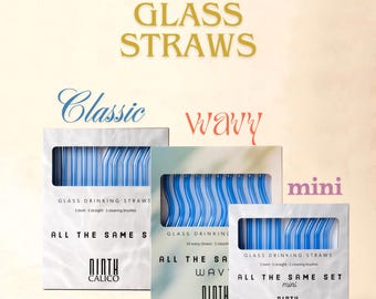 Sky Light Blue Glass Drinking Straws - Reusable, Durable, Set of 10