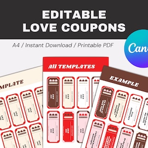 Coupon for him, Couple Coupon, Customizable Coupon, c anva, temp late, anni versary