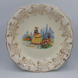 Vintage Weatherby Hanley, Royal Falcon ware Trinket Dish. Crinoline Lady. England