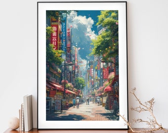 アートプリント -E Crosswind Ave- (夏のポスター、日本風、都市景観